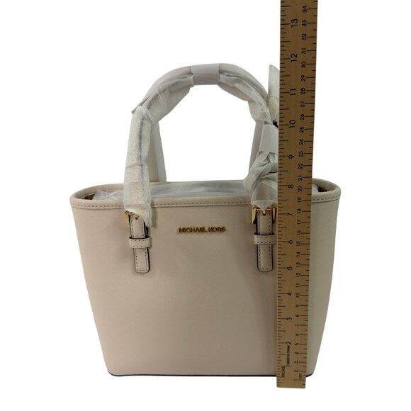 MICHAEL KORS Jet Set Small Saffiano Leather Top-Zip Tote Bag Light Cream NWT - Picture 12 of 16